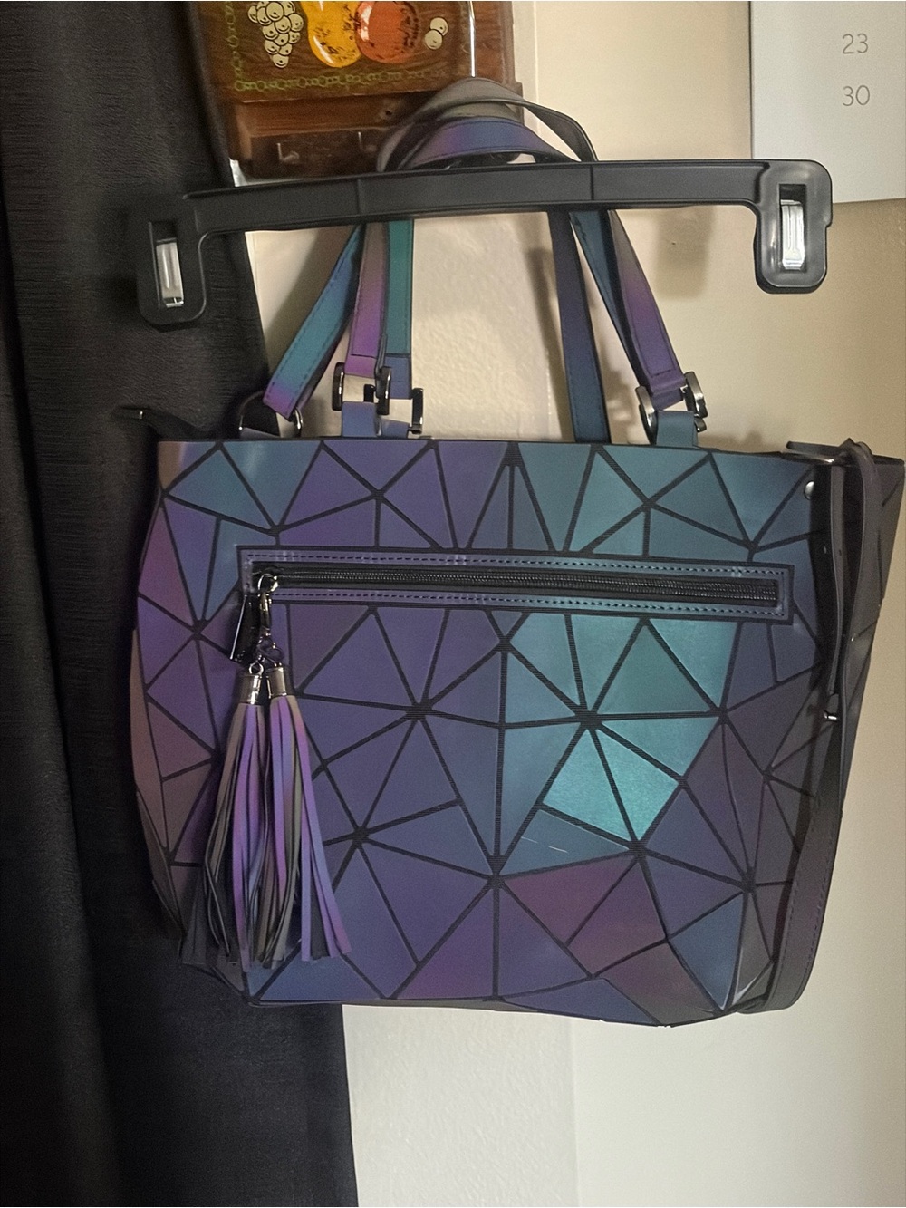 Source Unknown Iridescent Geometric Tote - Purple & Teal